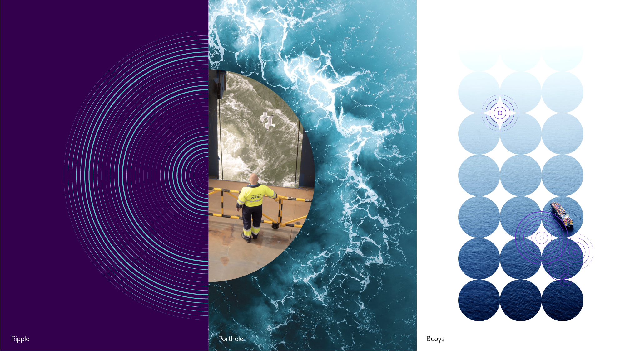 LMA visual identity. Ripple, porthole and buoys